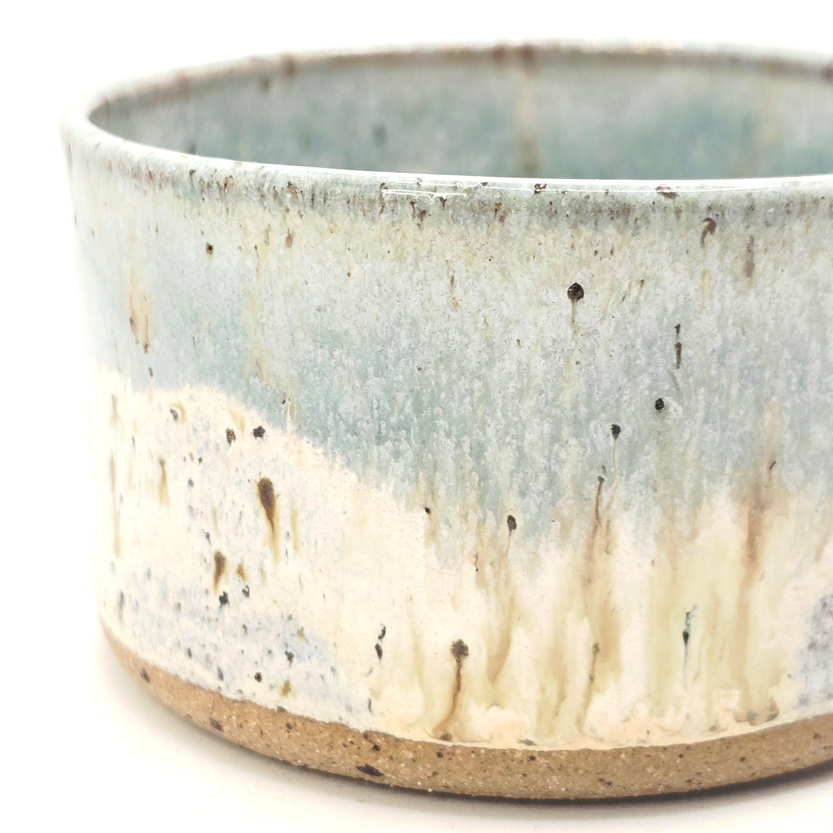 Handmade Ceramic Ramekin Dish Speckled Cream & Sage Green Glaze, Toasty Stoneware Pottery (5cm)