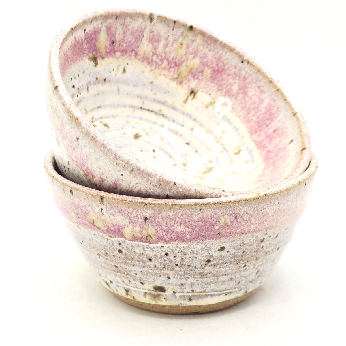 Handmade Ceramic Condiment Bowl / Trinket Dish, Cream & Pink Glaze, Toasty Stoneware Pottery
