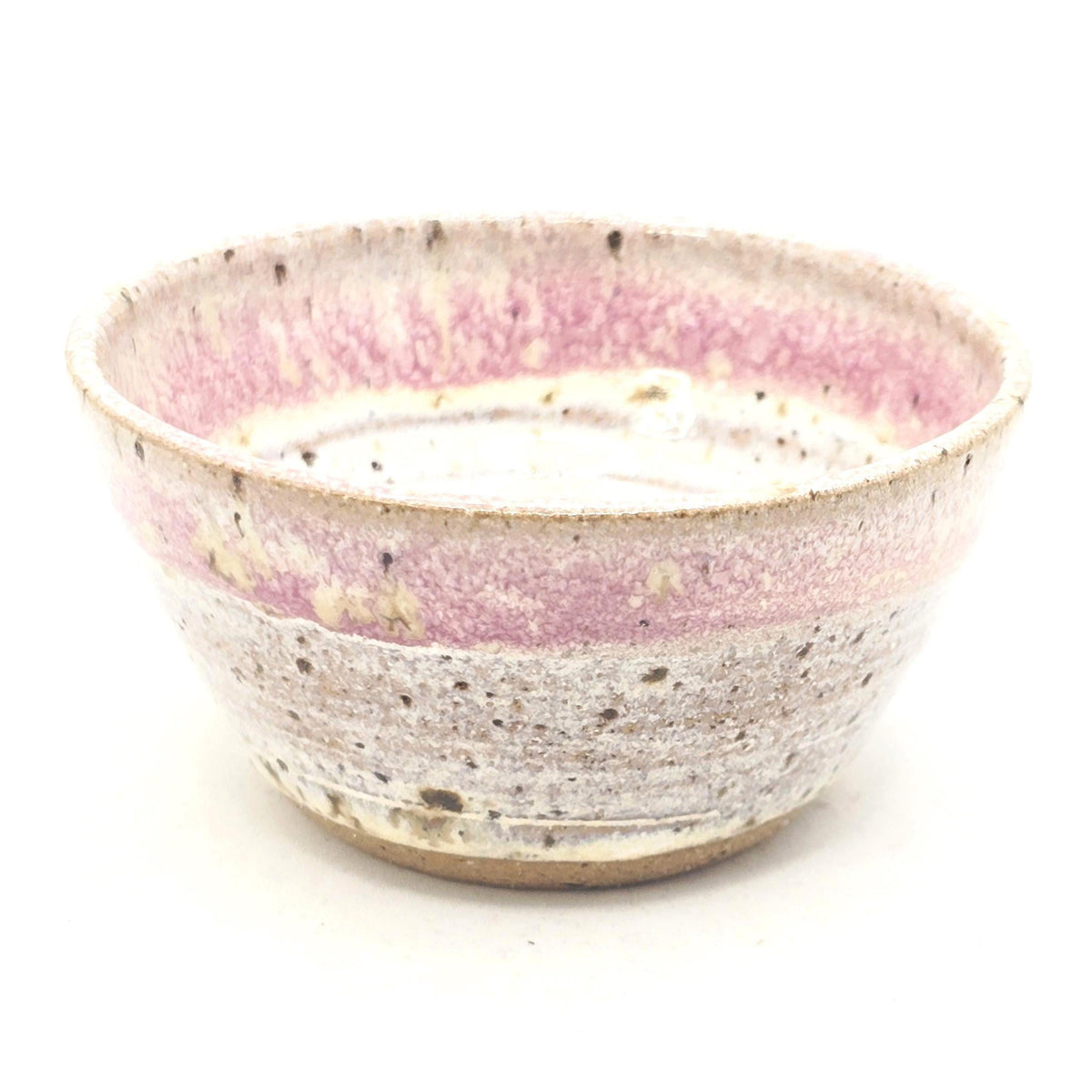 Handmade Ceramic Condiment Bowl / Trinket Dish, Cream & Pink Glaze, Toasty Stoneware Pottery