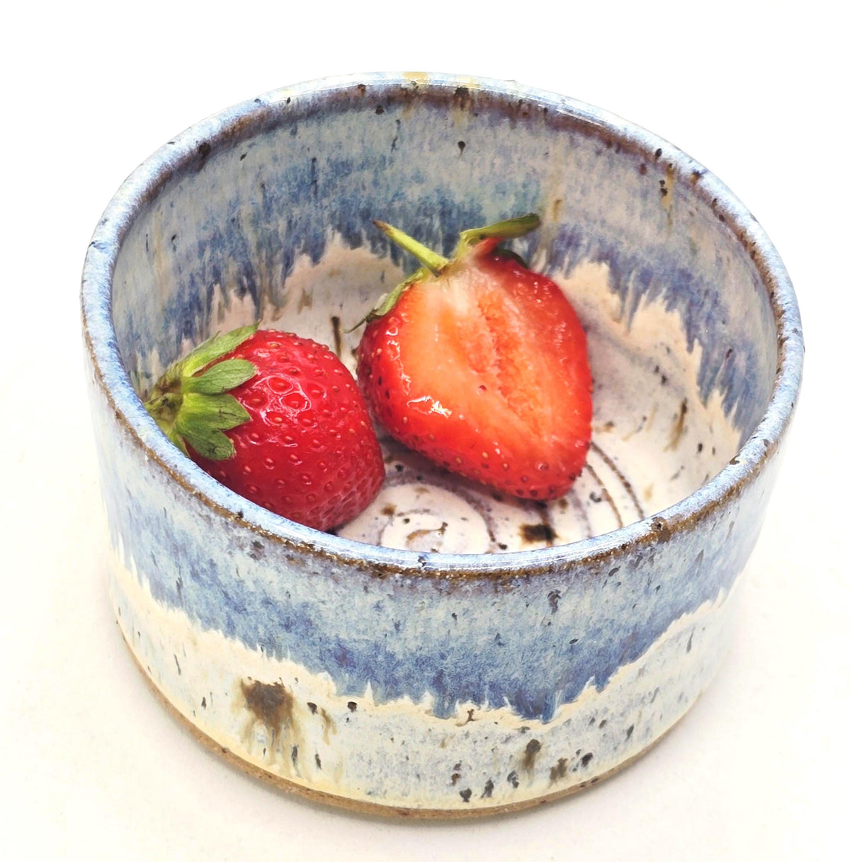 Handmade Ceramic Ramekin Dish Speckled Cream & Blue Glaze, Toasty Stoneware Pottery (5cm)