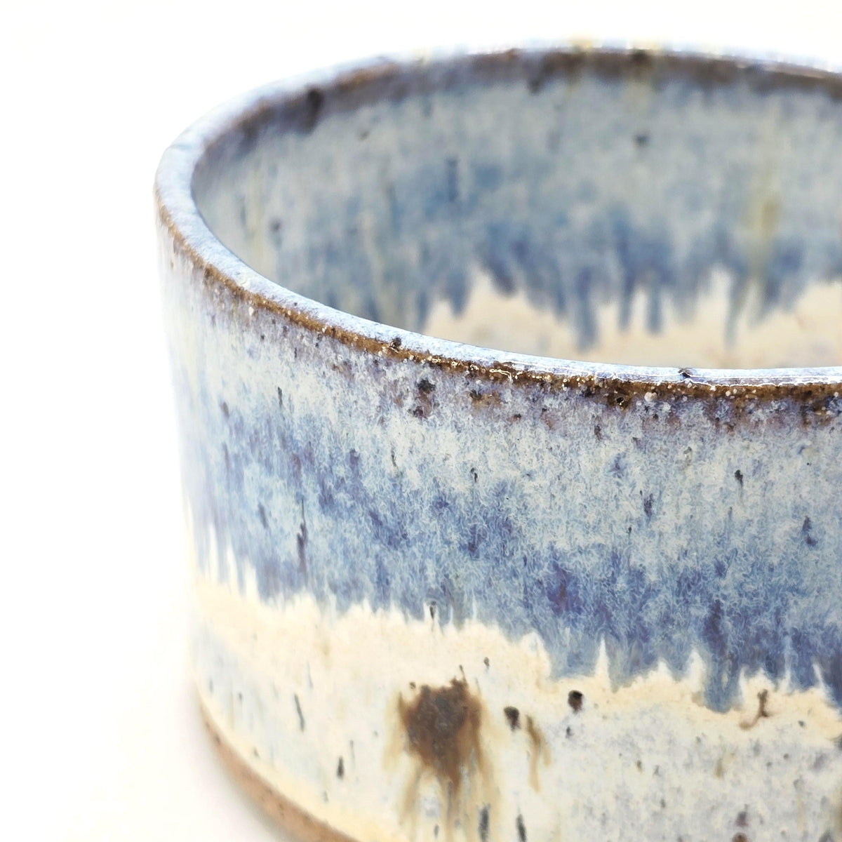 Handmade Ceramic Ramekin Dish Speckled Cream & Blue Glaze, Toasty Stoneware Pottery (5cm)