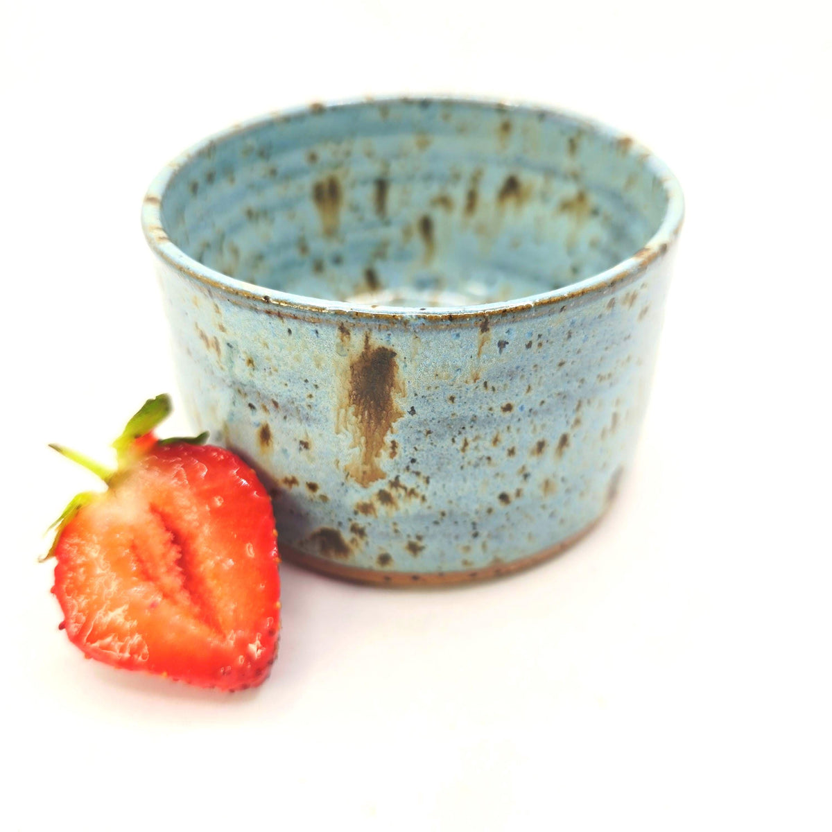 Handmade Ceramic Ramekin Dish Blue Speckled Glaze, Toasty Stoneware Pottery (5cm)