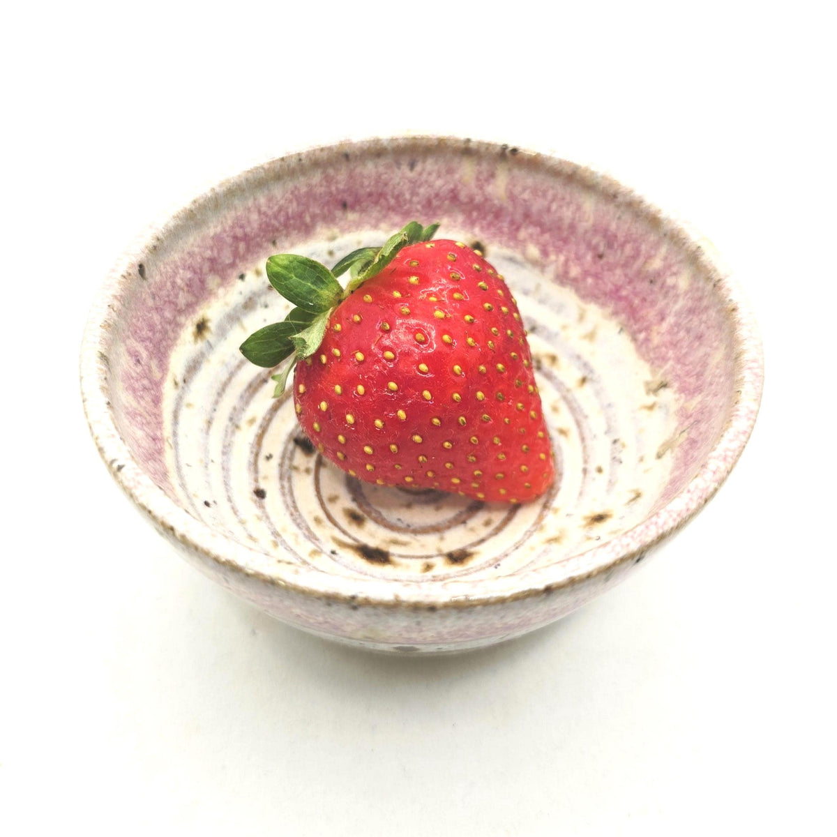 Handmade Ceramic Condiment Bowl / Trinket Dish, Cream & Pink Glaze, Toasty Stoneware Pottery