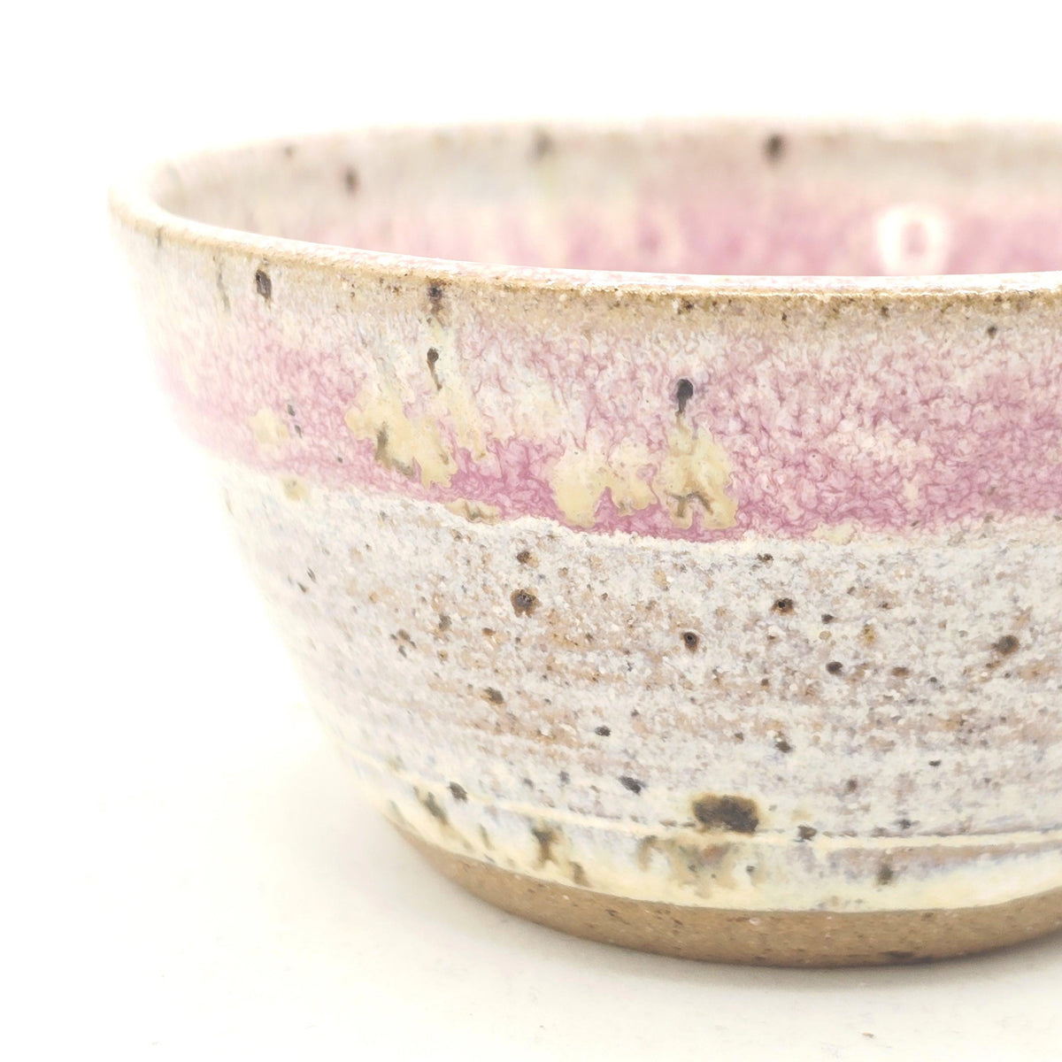 Handmade Ceramic Condiment Bowl / Trinket Dish, Cream & Pink Glaze, Toasty Stoneware Pottery