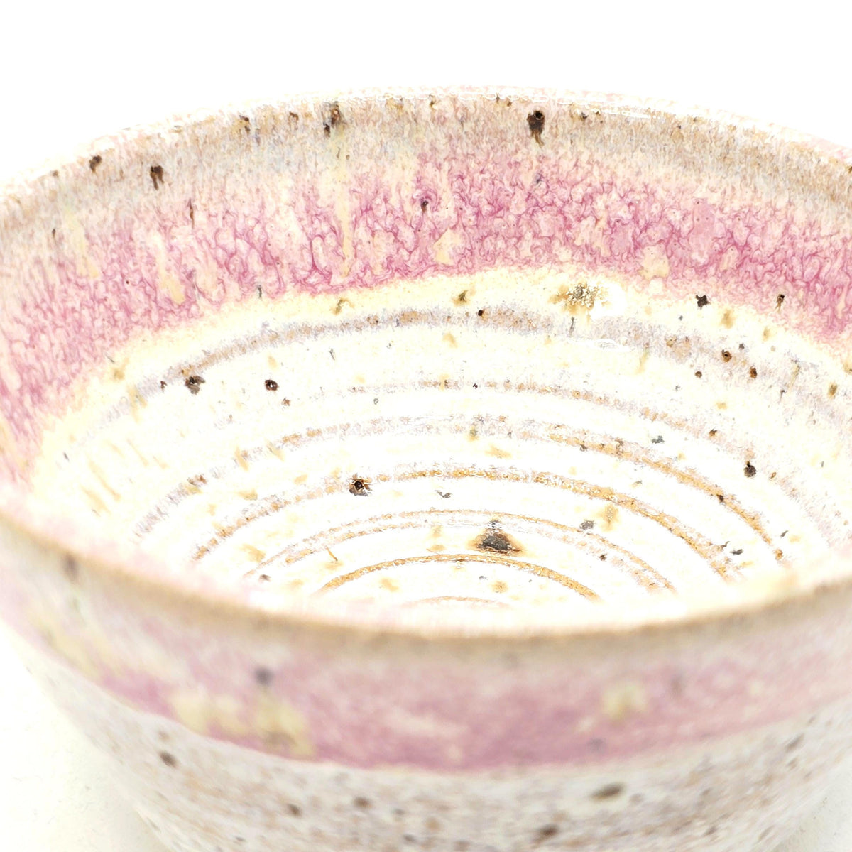 Handmade Ceramic Condiment Bowl / Trinket Dish, Cream & Pink Glaze, Toasty Stoneware Pottery
