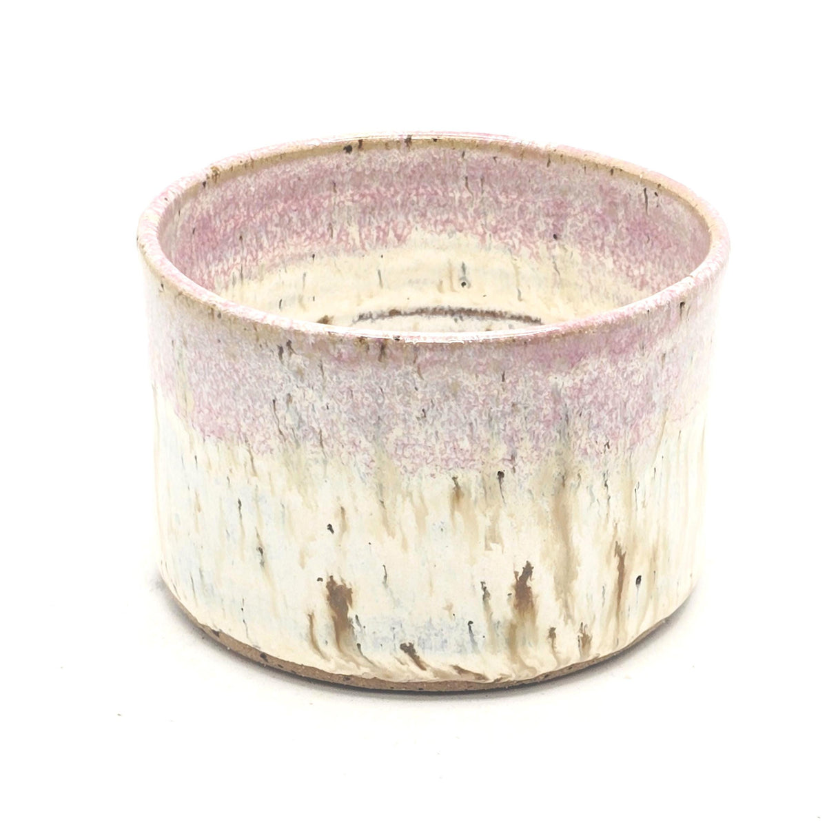 Handmade Ceramic Ramekin Dish Speckled Cream & Pink Glaze, Toasty Stoneware Pottery