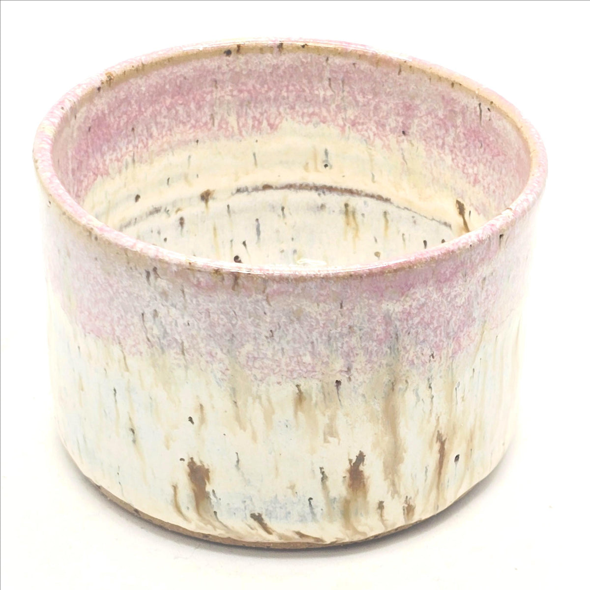 Handmade Ceramic Ramekin Dish Speckled Cream & Pink Glaze, Toasty Stoneware Pottery
