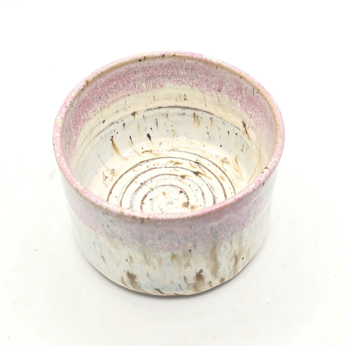 Handmade Ceramic Ramekin Dish Speckled Cream & Pink Glaze, Toasty Stoneware Pottery