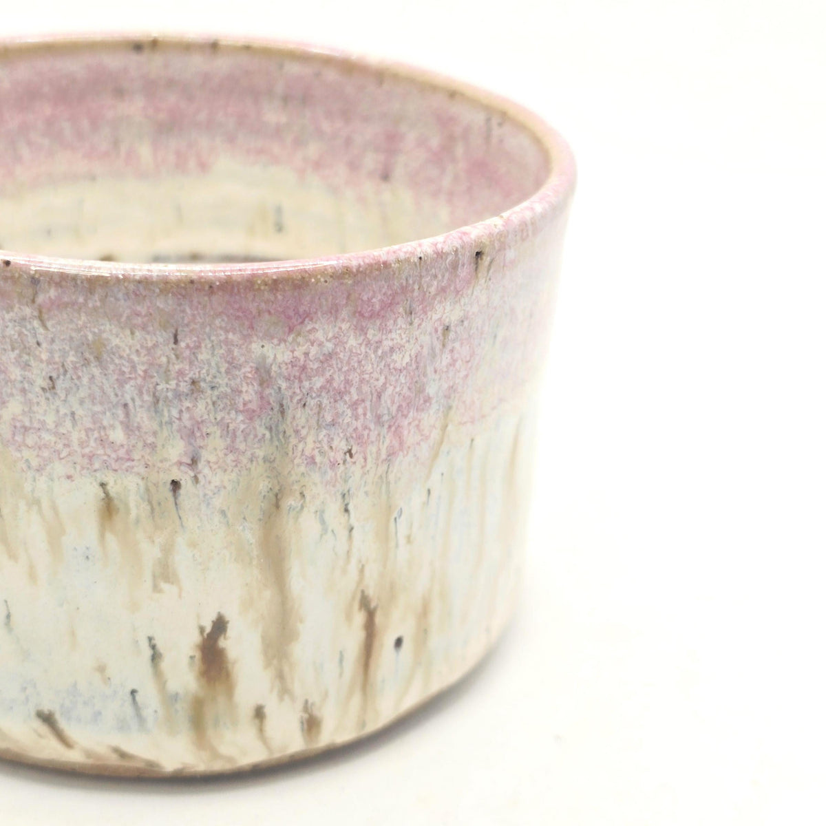 Handmade Ceramic Ramekin Dish Speckled Cream & Pink Glaze, Toasty Stoneware Pottery