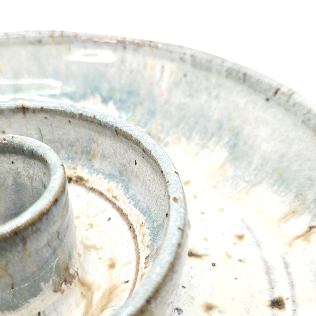Handmade Ceramic Large Olive Dish / Bowl, Sage Green & Cream Glaze, Stoneware Pottery