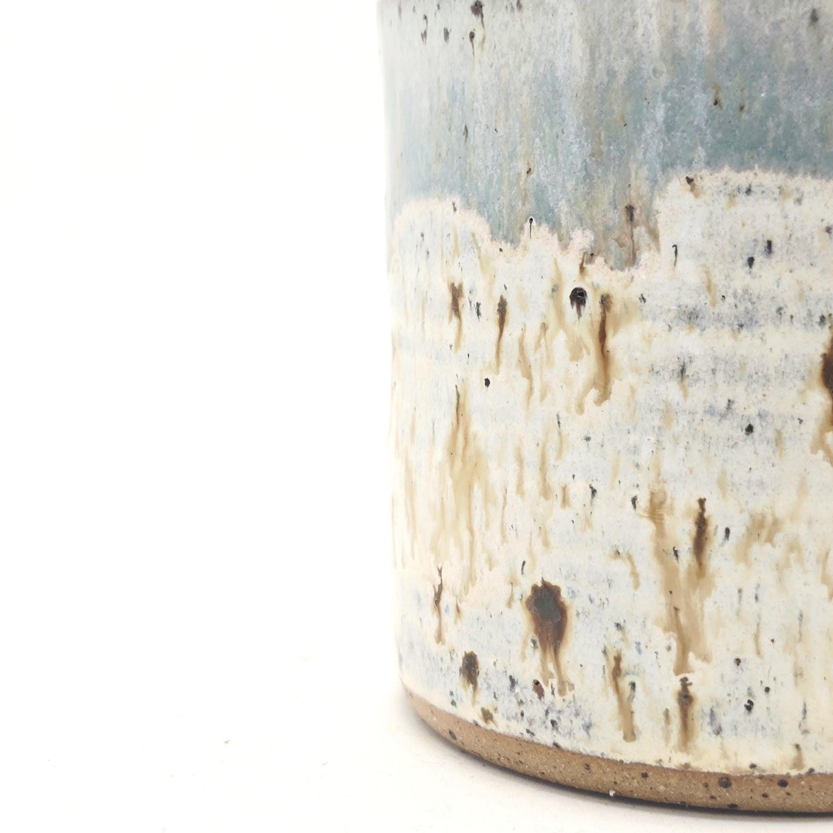 Handmade Ceramic 12oz Coffee Mug, Speckled Cream & Sage Green Glaze, Toasty Stoneware Pottery