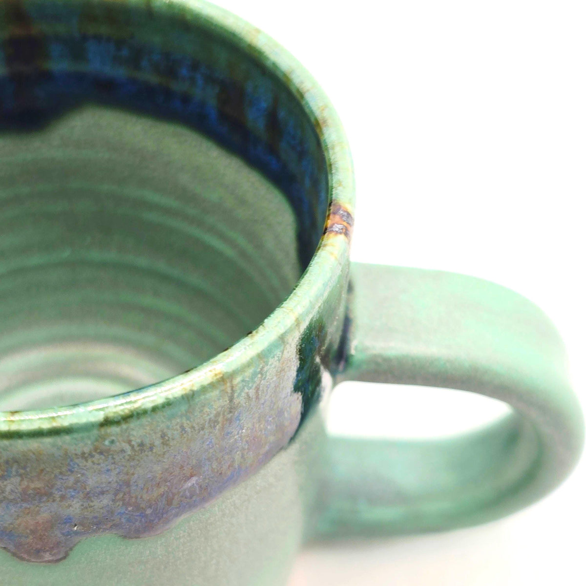 Handmade Ceramic 6oz Flat White / Cortado Mug, Verdigris Green Glaze, Stoneware Pottery