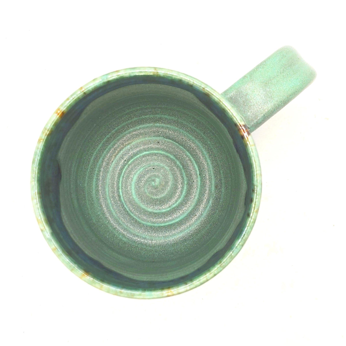 Handmade Ceramic 6oz Flat White / Cortado Mug, Verdigris Green Glaze, Stoneware Pottery