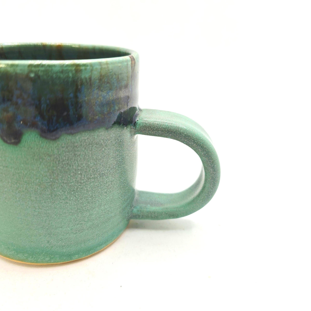 Handmade Ceramic 6oz Flat White / Cortado Mug, Verdigris Green Glaze, Stoneware Pottery