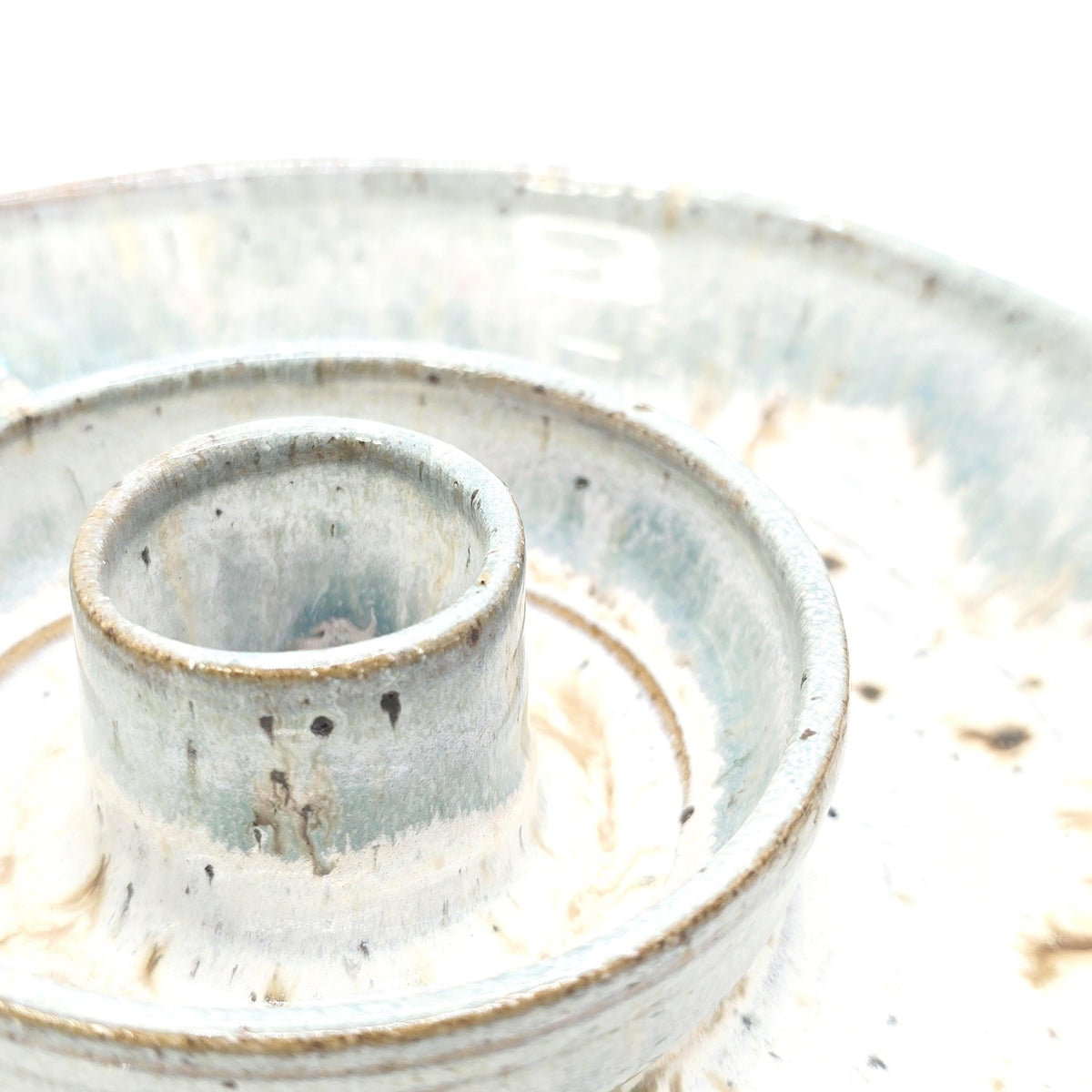 Handmade Ceramic Large Olive Dish / Bowl, Sage Green & Cream Glaze, Stoneware Pottery