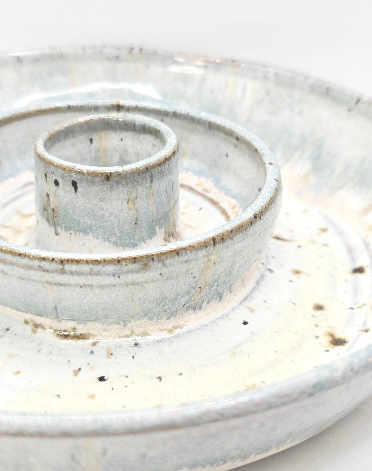 Handmade Ceramic Large Olive Dish / Bowl, Sage Green & Cream Glaze, Stoneware Pottery