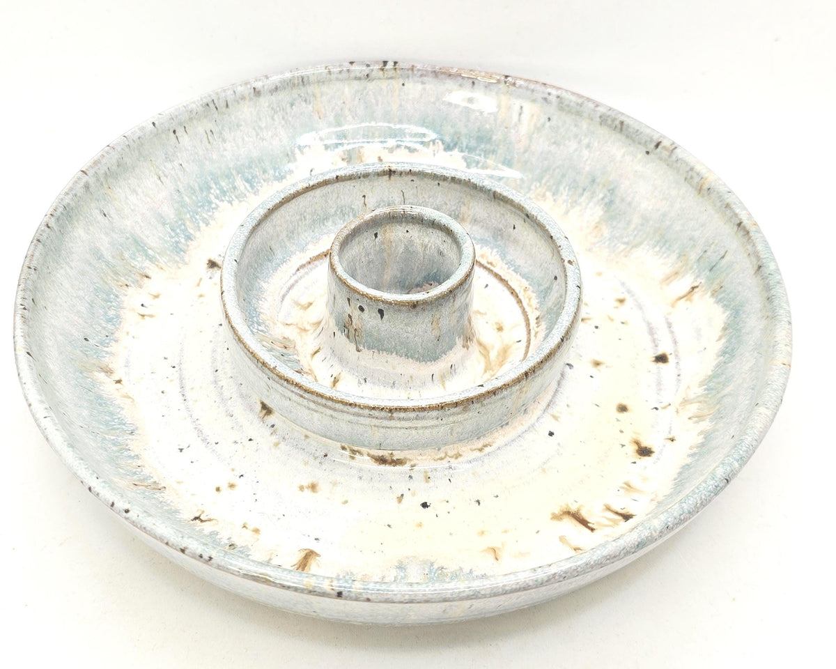Handmade Ceramic Large Olive Dish / Bowl, Sage Green & Cream Glaze, Stoneware Pottery
