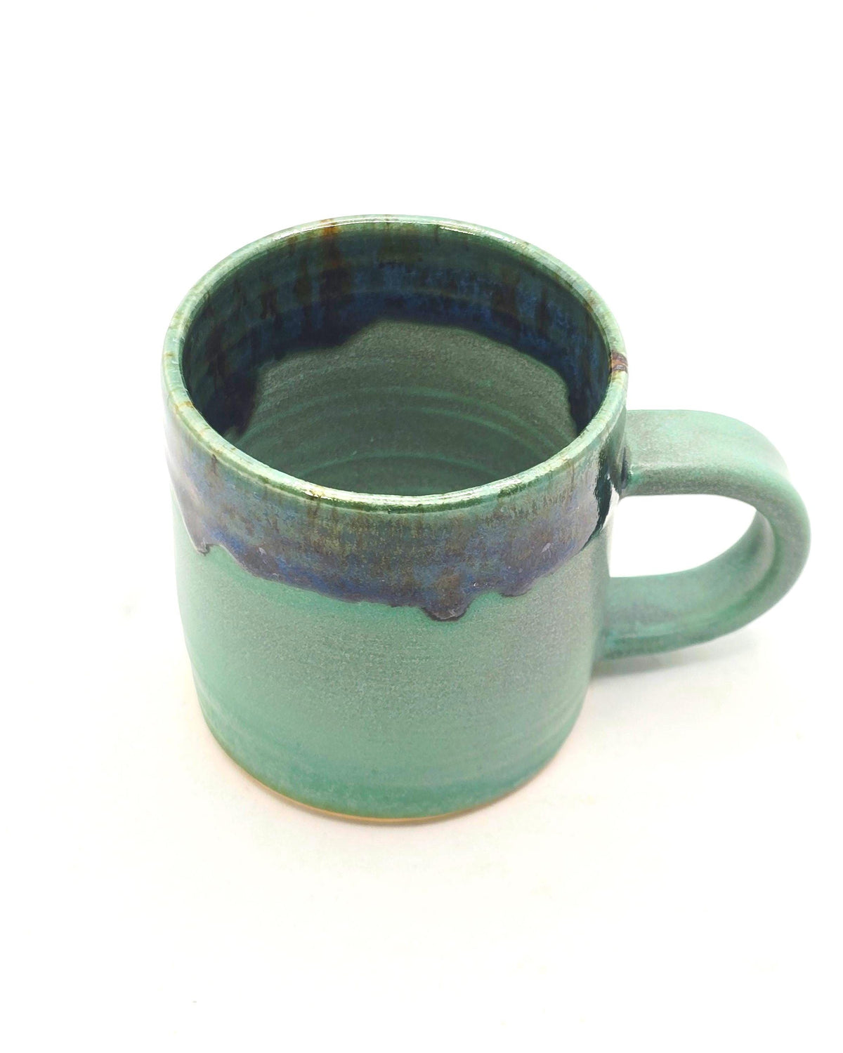 Handmade Ceramic 6oz Flat White / Cortado Mug, Verdigris Green Glaze, Stoneware Pottery