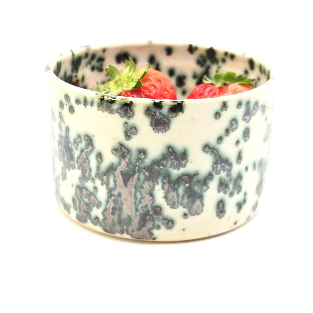 Handmade Ceramic Ramekin Dish, Cream & Green Speckled Glaze, White Stoneware Pottery