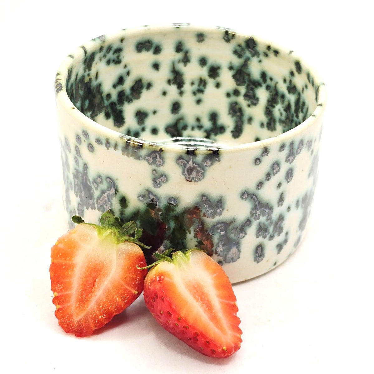 Handmade Ceramic Ramekin Dish, Cream & Green Speckled Glaze, White Stoneware Pottery