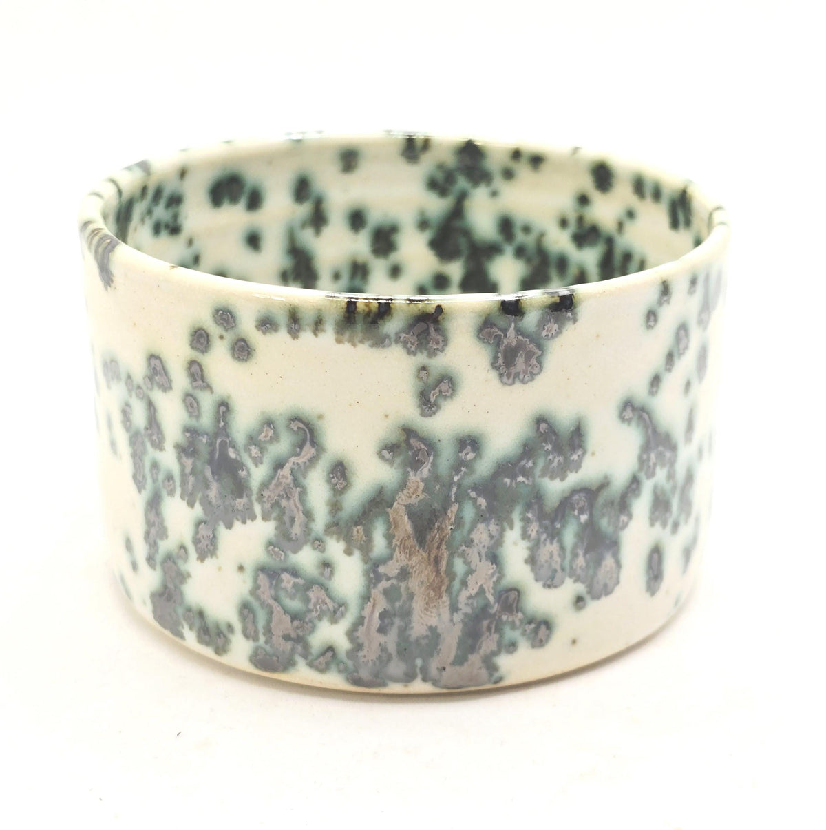 Handmade Ceramic Ramekin Dish, Cream & Green Speckled Glaze, White Stoneware Pottery