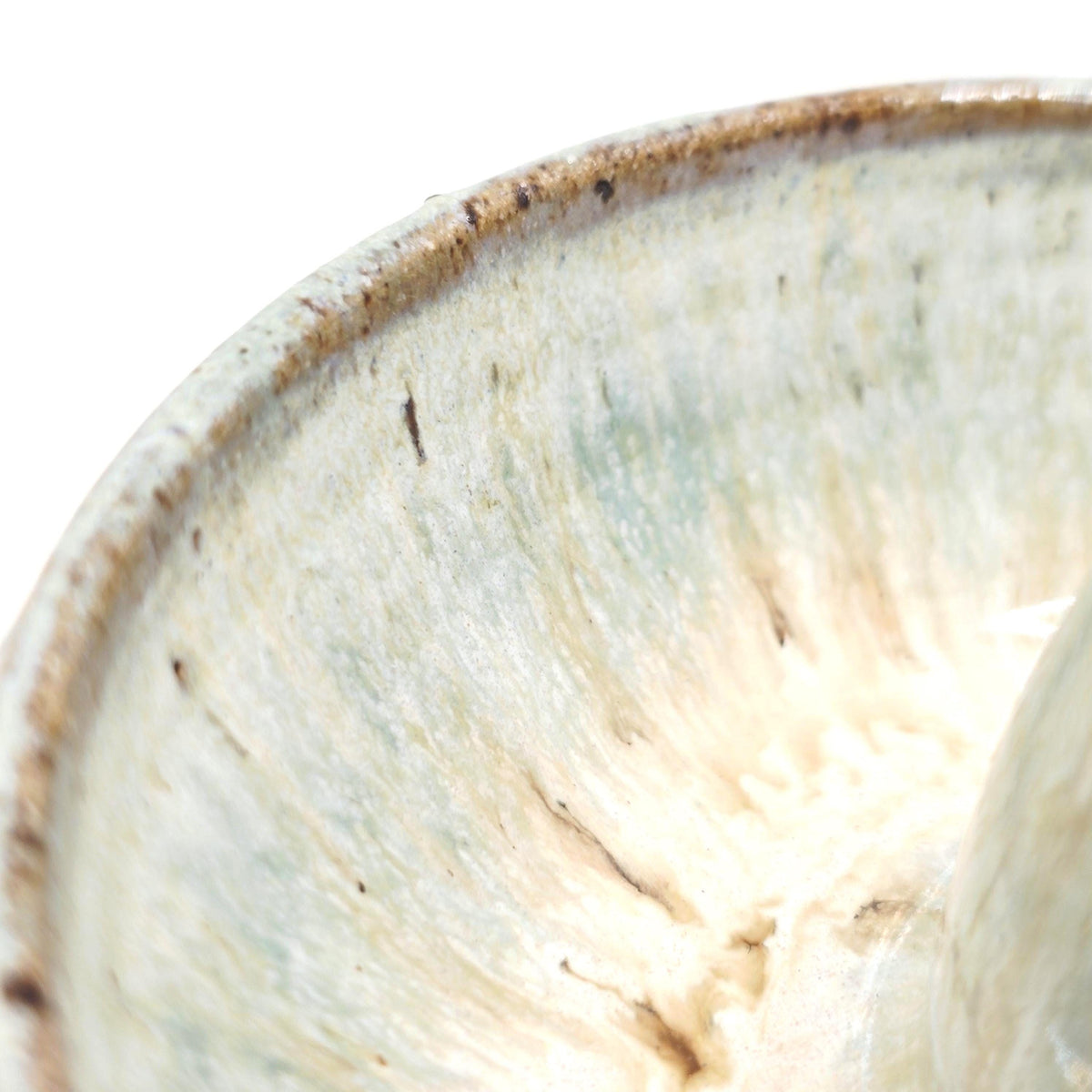 Handmade Stoneware Single Serving Olive Dish / Bowl, Speckled Cream & Sage Green Glaze, Toasty Stoneware.
